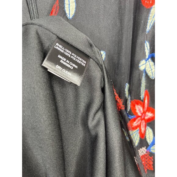 Sam Edelman Black Red Floral Embroidered Sheath Dress Women’s Size 8 - Picture 9 of 12
